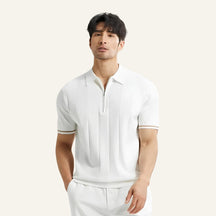 Camisa Polo Masculina com Meio Zíper Old Money Valence Branca