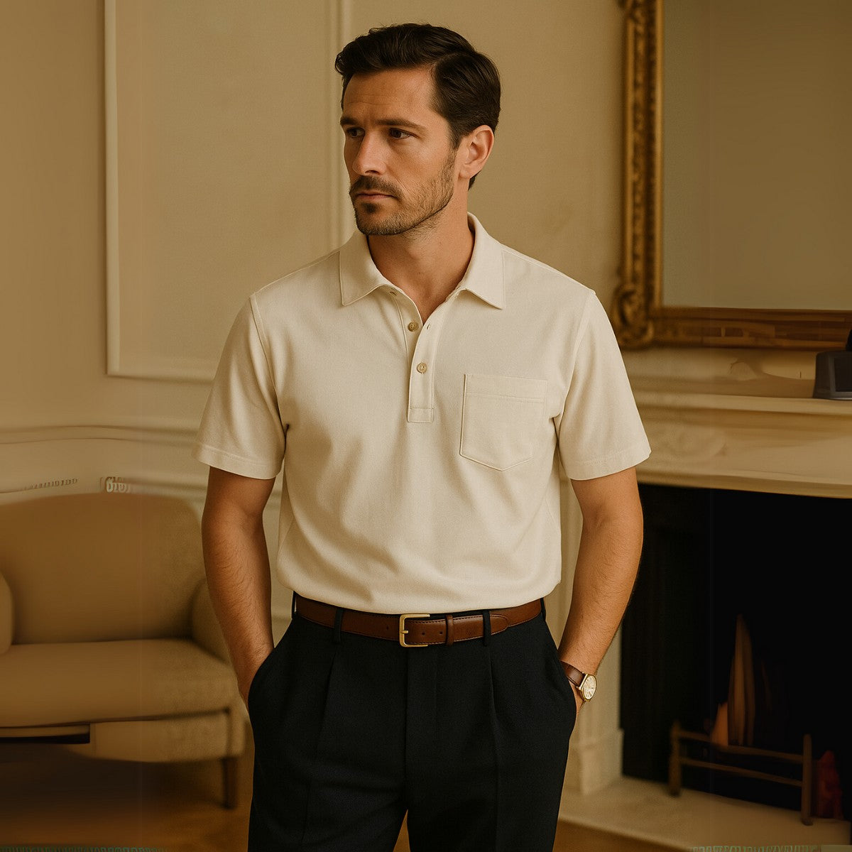Linen Polo Shirt - Casablanca beige