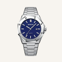 Relogio Masculino Prata Blind Civano fundo azul