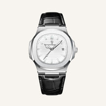 Relogio de Couro Preto Luxe Civano fundo branco