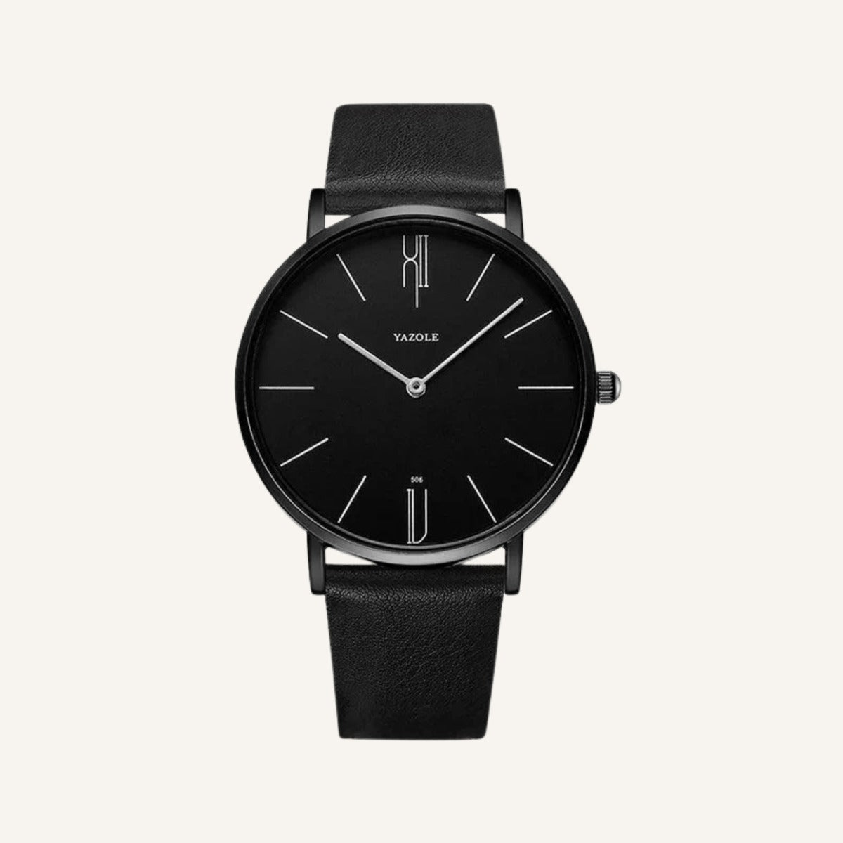 Relogio de Couro pulseira preto Old Money Civano 
