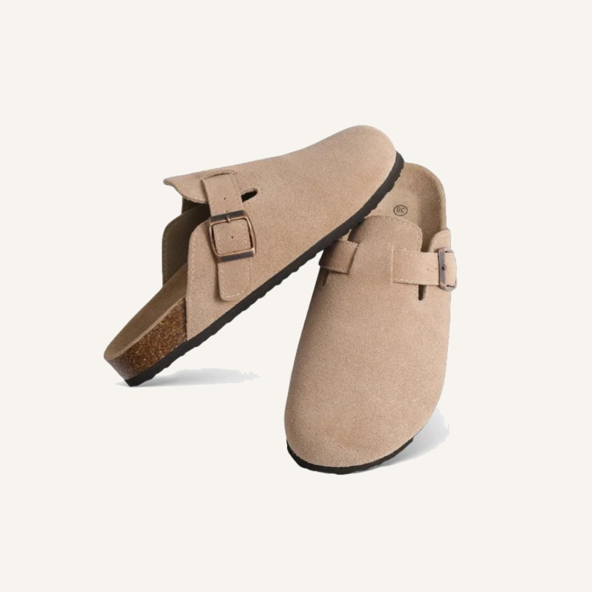 Sandalia Clog de Camurça Portofino bege