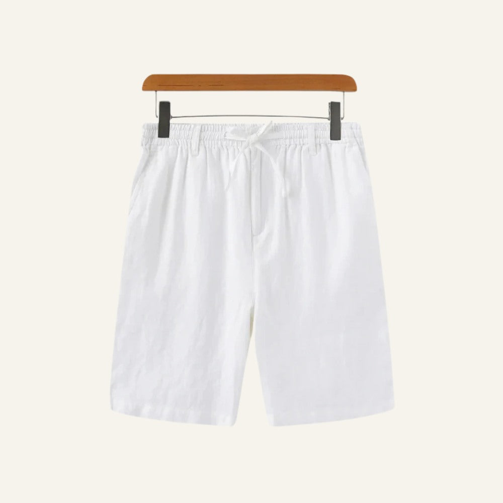Short Masculino de Linho Old Money Milford Branco