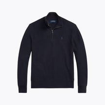 Mesh-Knit Cotton Quarter-Zip Sweater